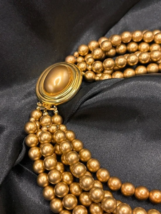 Vintage Carolee Gold Multi Strand 14” Statement Necklace Glam Luxe - Picture 6 of 8